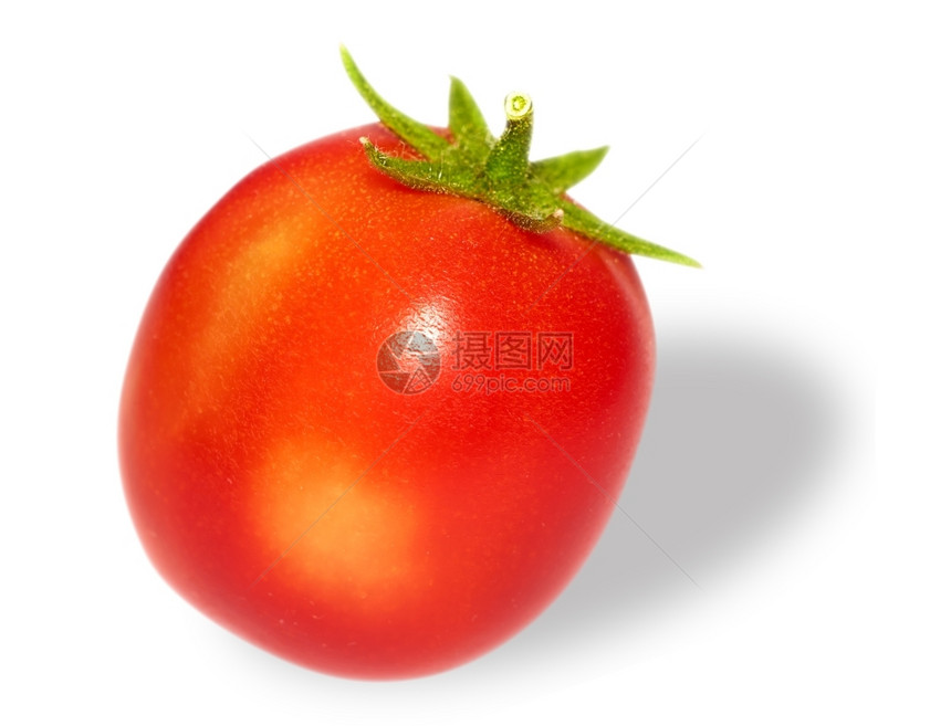 湿的新鲜食物红番茄在白色背景上溶化图片
