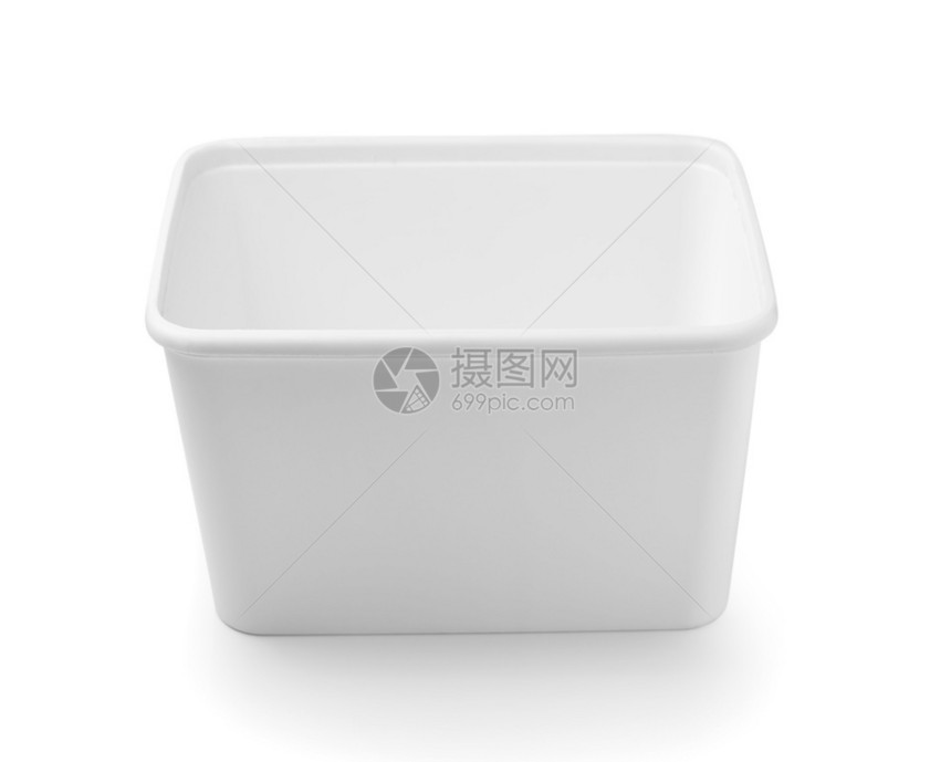透明取出白底隔离的塑料食品盒白色的图片