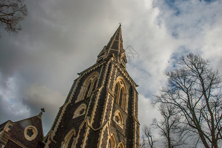 英国西伦敦特瑟姆绿基斯威克高路的督教堂特纳姆奇西克背景图片