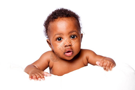 孩子可爱的非洲婴幼儿脸蛋卷发白头童年清的图片