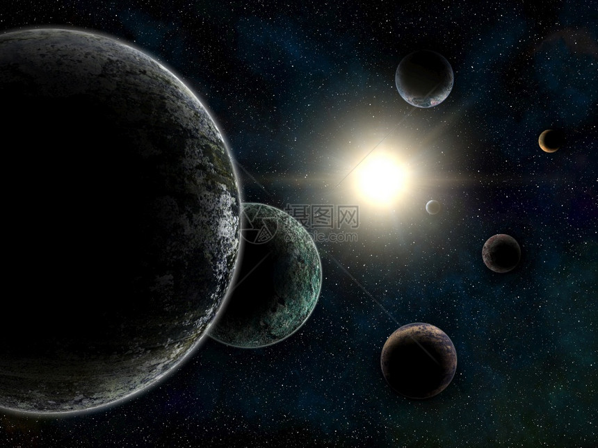 虚幻Trappist1系外行星统的3d渲染星云宇宙图片