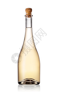 帽酒精在白色背景上孤立的香槟瓶一子软木图片