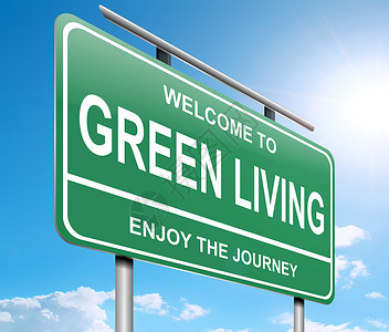 in一种可持续的保护带有绿色生活概念的标语插图In说明设计图片