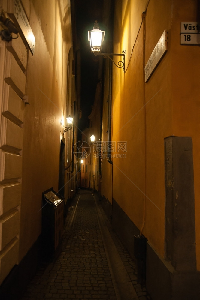 GamlaStan斯德哥尔摩夜街浪漫观6斯坦道旅游图片