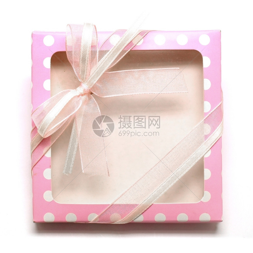 礼物圣诞节带丝和弓的空粉红色礼品盒新的图片