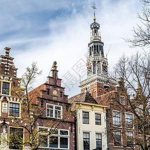 建造荷兰阿尔克马的传统荷兰建筑颜色户外图片