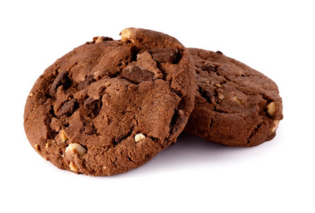 白色的曲奇饼新鲜自制巧克力饼干食物新鲜的自制巧克力饼干在白色背景甜的图片