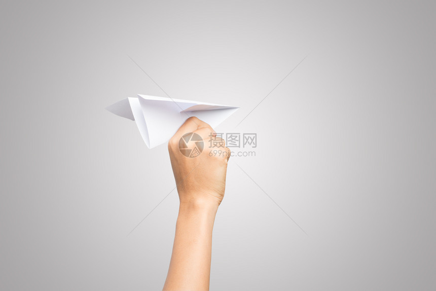 空气目的白色背景孤立达特造纸飞机在白色背景上玩物图片