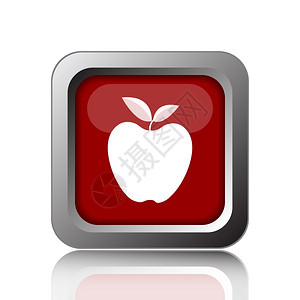 白色背景上的苹果图标Internet按钮新鲜的水果吃图片