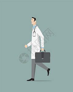 外科医生走路和拿着包从业者医疗的图片