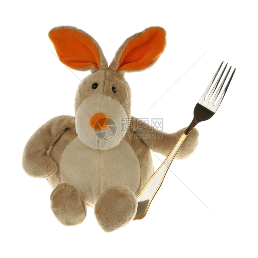 带叉子的兔好洁具玩图片