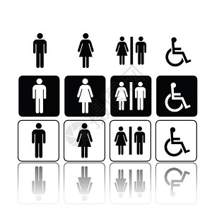 录音棚调控室男性调音师女男通用的标牌厕所洗手间盥室的符号设计图片
