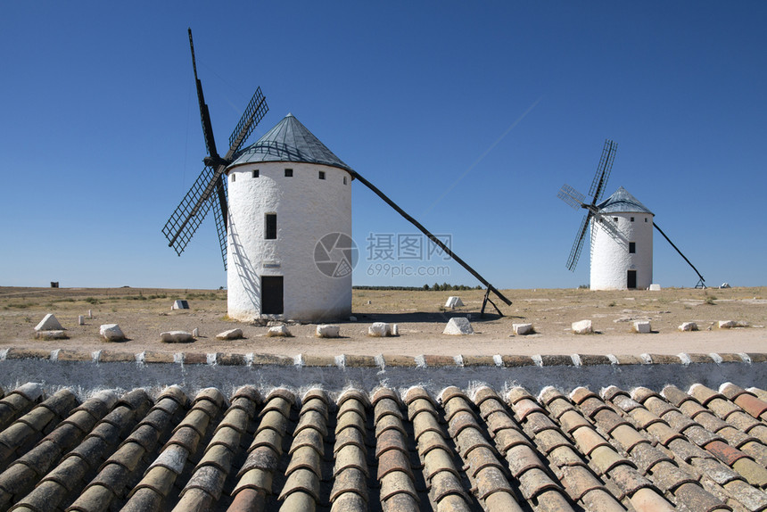 天空坎波地标西班牙中部LaMancha地区CampodeCriptana的风车图片