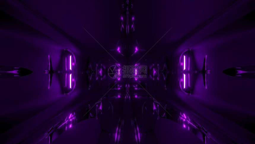 反光的外星人未来紫色风格太空船隧道走廊3d渲染壁纸背景反光未来走廊3d插图未来紫色外星风格太空船隧道走廊3d渲染壁纸背景科幻图片