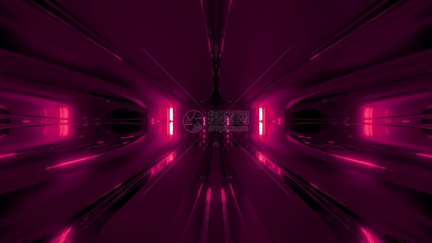 红色的未来外星人风格太空船隧道走廊3d渲染壁纸背景反光未来走廊3d插图未来红色外星人风格太空船隧道走廊3d渲染壁纸背景艺术反光的图片