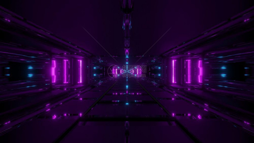 窗户紫色的3d插图墙纸背景设计未来建筑3d使设计成为黑暗的未来有远见生命力地下隧道走廊3d插图墙纸背景设计未来派图片