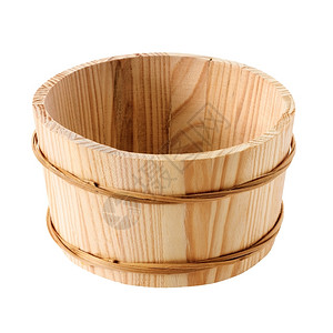木头用具白底被孤立的木体圆形浴缸增值税图片