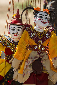 缅甸木偶蒲甘缅甸Bagan的缅甸傀儡字符串木偶背景