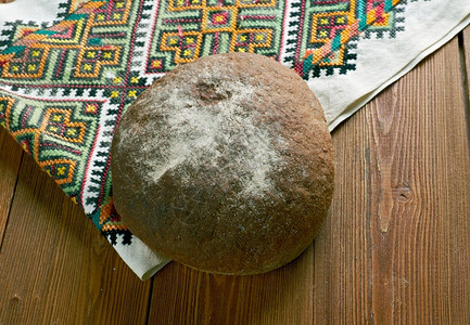 自制俄罗斯传统圆面包Karavai卡拉维食物图片