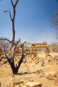 监狱人工制品非洲博茨瓦纳农村用石头建造的旧Palapye废墟图片