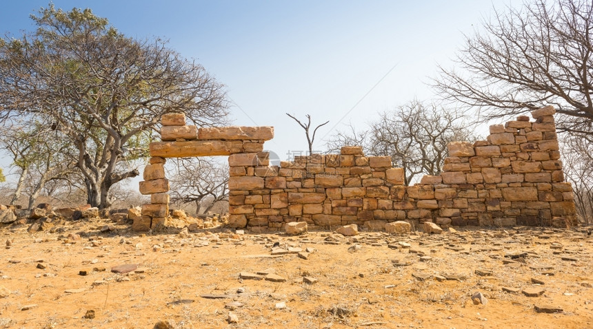 乡村的建成非洲博茨瓦纳农村用石头建造的旧Palapye废墟人工制品图片