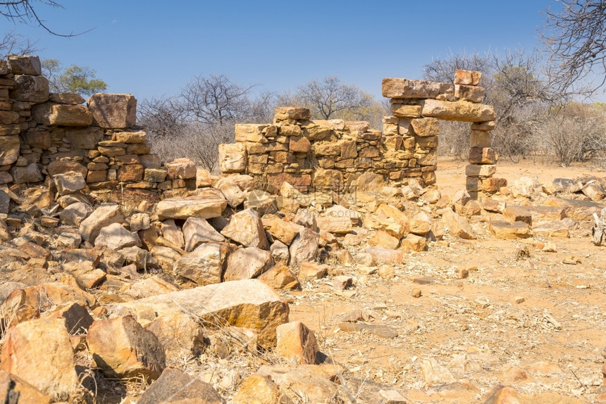 古老的非洲博茨瓦纳农村用石头建造的旧Palapye废墟建成吸引力图片
