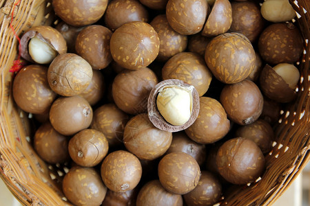 有机的抗氧化水果篮子里堆成的坚果营养棕色图片