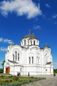 十字教堂灵救世主和圣埃夫弗罗希尼拉修道院圣十字大教堂白俄罗斯波洛茨克宗教尼姑庵背景
