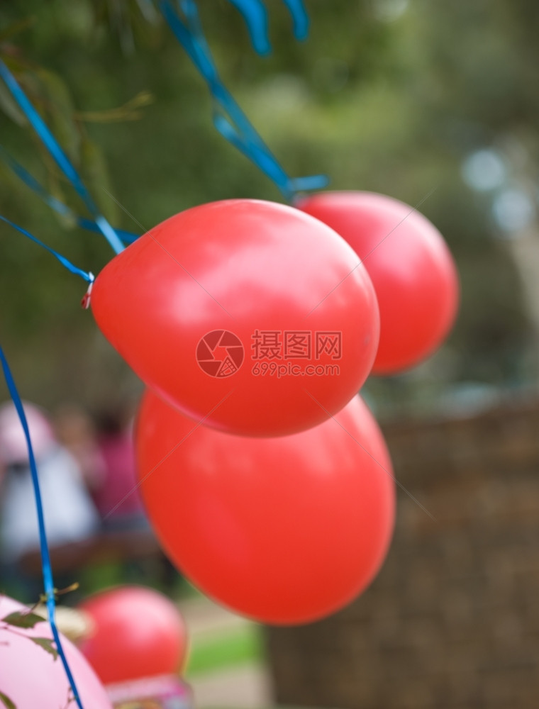 聚会克罗波托夫红色的庆祝生日气球在户外活动公园作为后院图片