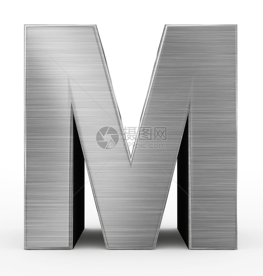 M3d白色上隔离的金属3D字体阴影渲染图片
