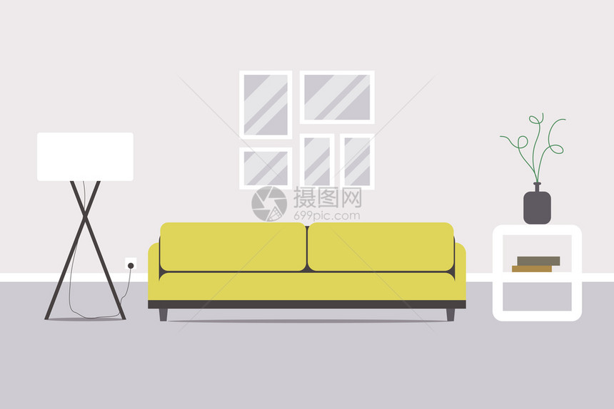 家具现代的向量平板风格矢插图Victor插图图片