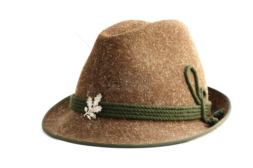 由羊毛制成并装饰的帽子目质地打猎图片