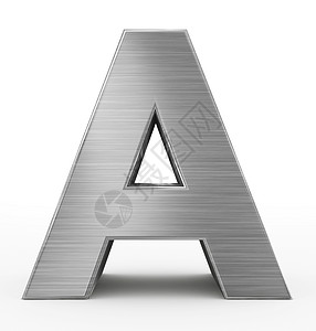 字母素材花体A3d白色上分离的金属3D字母拉丝体设计图片