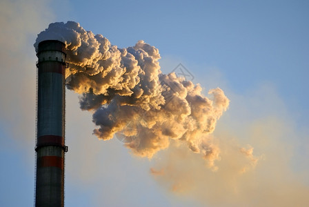 污染抽烟生态的火力发电站烟囱背景图片