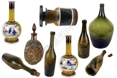 最后的液体态制品古代玻璃瓶它在过去几个世纪被使用过曾是背景图片