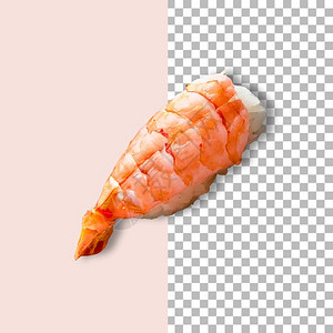 以透明背景隔离的顶端观光红虾最佳寿司生的高清图片