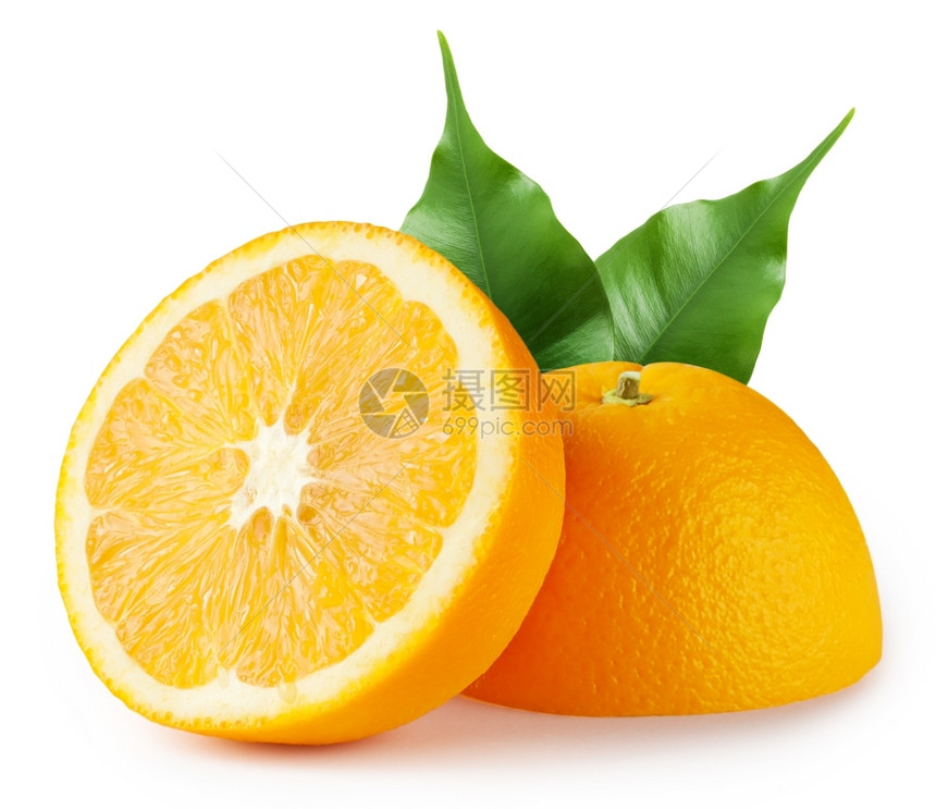 果汁热带橙色白底孤立的叶子有机树蔬菜图片