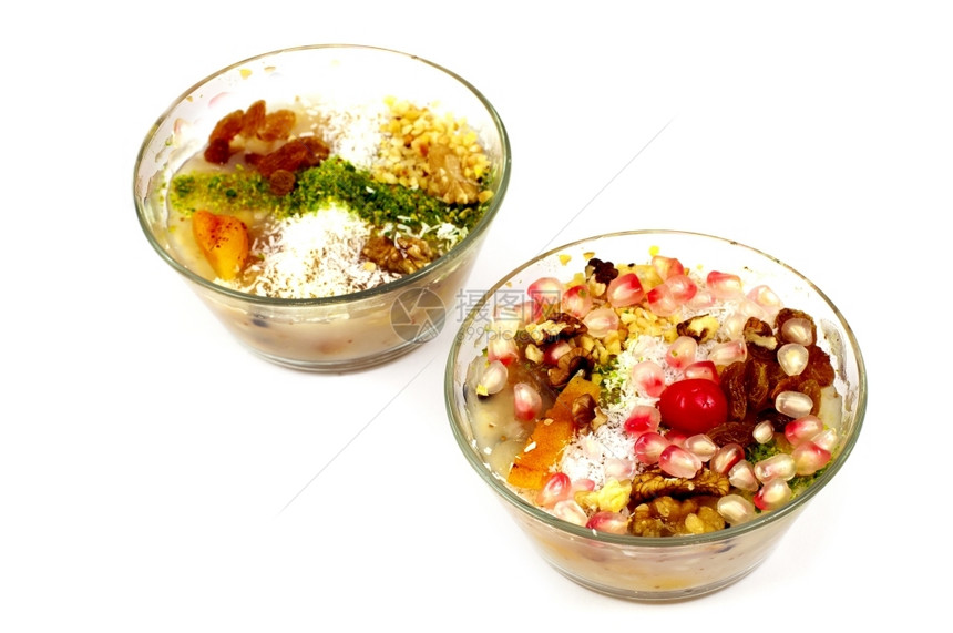 豆子小麦食物白色背景上传统的土耳其甜点Name图片