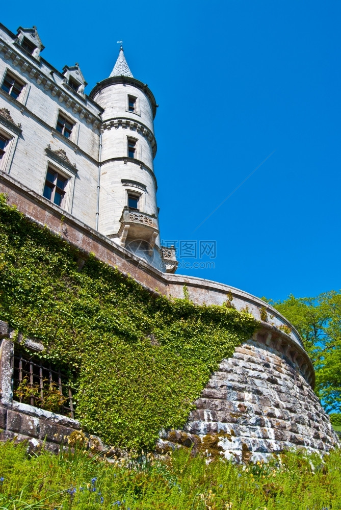 历史的联合王国苏格兰Dunrobin城堡的邓鲁宾视图纪念碑屋图片