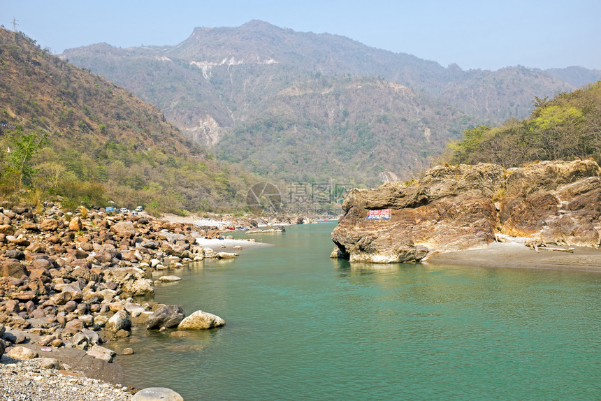 喜马拉雅印度LaxmanJhula附近江河的景象宗教海浪图片