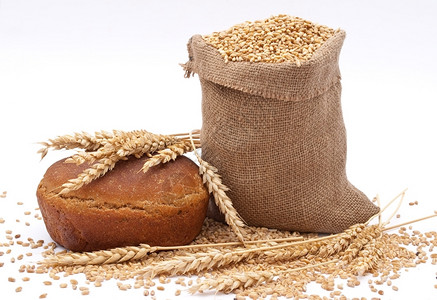 黑森州满的谷物面包小麦和耳朵图片