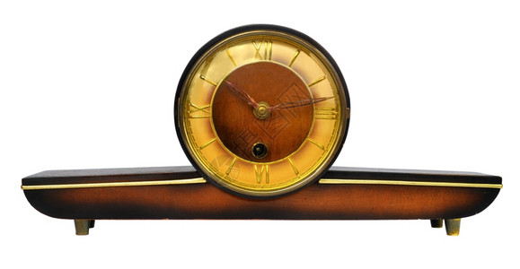 时间木制的古老木制时钟背景图片