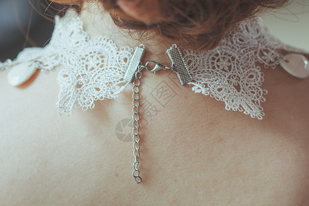 时尚婚礼新娘蕾丝项链背景图片