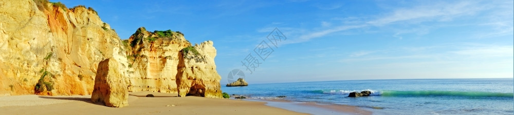 岩石葡萄牙阿尔加维PraiadaRocha全景偏僻的自然图片
