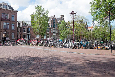荷兰阿姆斯特丹Prinsengracht市风景优美王子运河建筑学图片