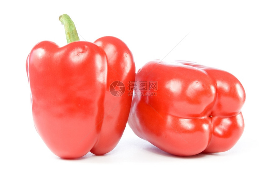 营养可口白色背景孤立的红甜辣椒有机图片