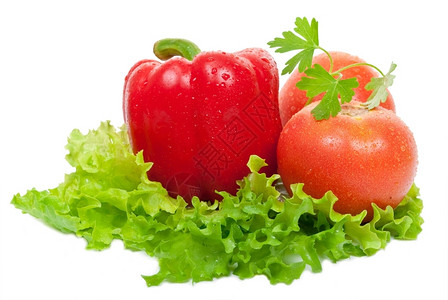健康番茄和红胡椒莴苣饮食图片