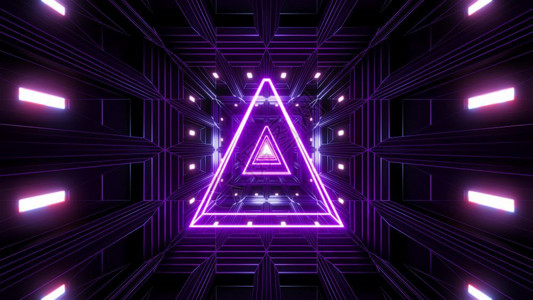 紫之隧道素材辉光三角形彩色黑壁纸紫光亮发的铁丝框架高对比暗底3D彩色背景D三角黑壁纸彩色闪亮的设计图片