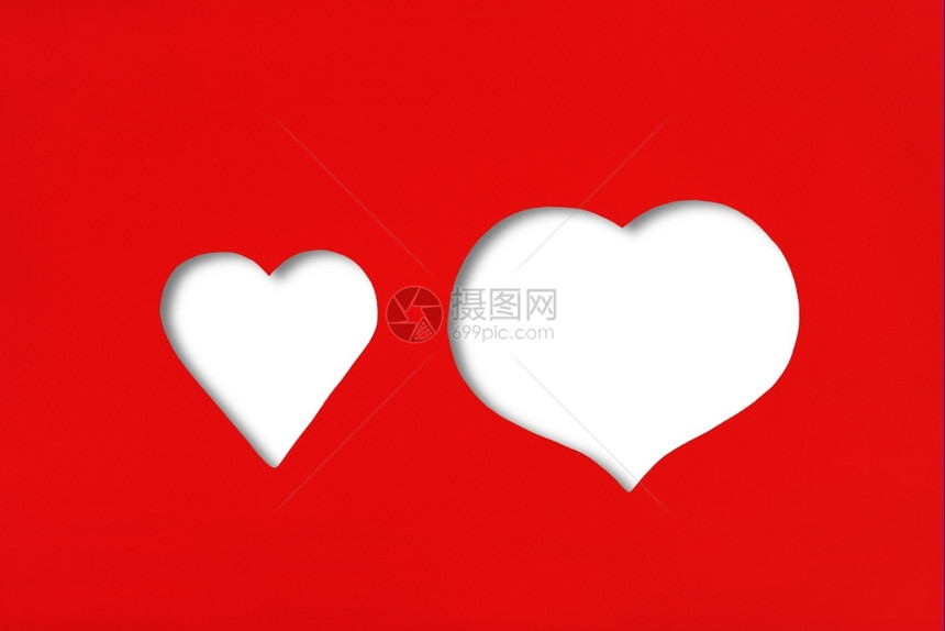 假期天浪漫的红纸上心被白剪切图片
