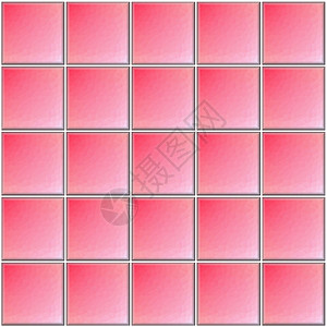 马赛克带有多边形装饰和白色关节的平方粉红色瓷砖正形低的图片